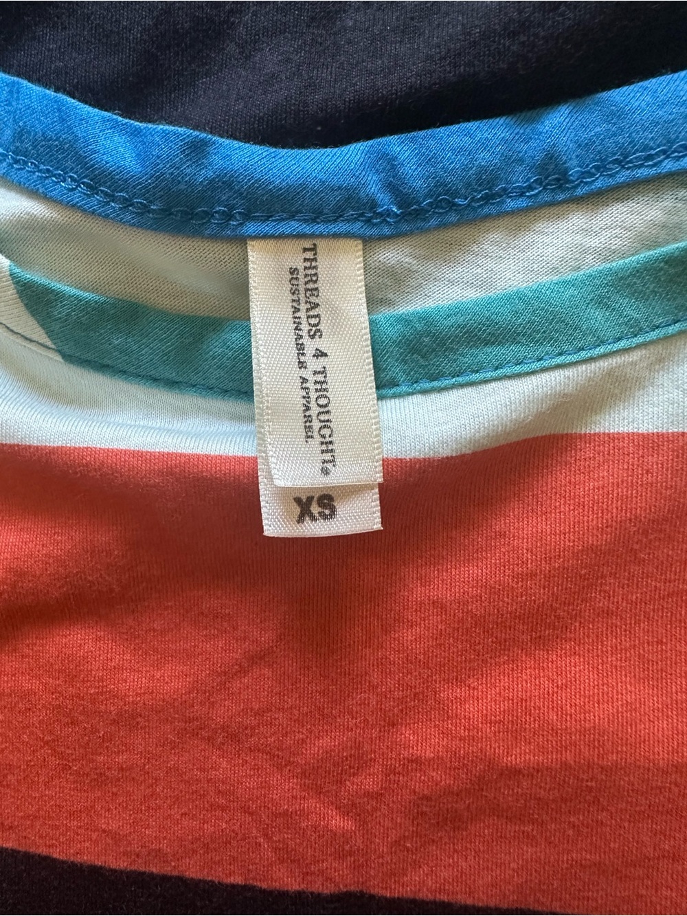 Threads 4 Thought Striped Maxi Dress in Blue, Black & Orange - Picture 3 of 6